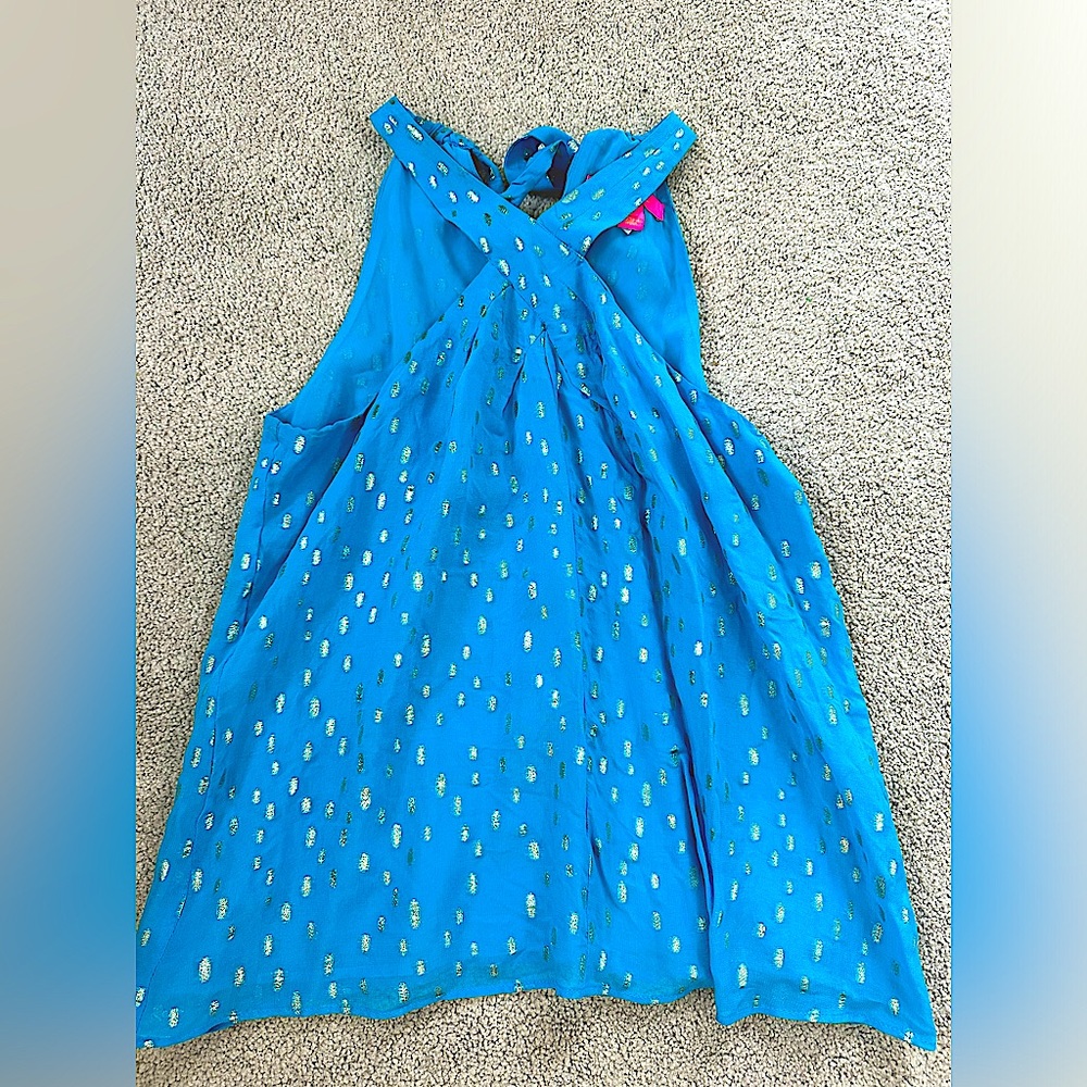Lilly Pulitzer XS Blue and Gold Top New Condition